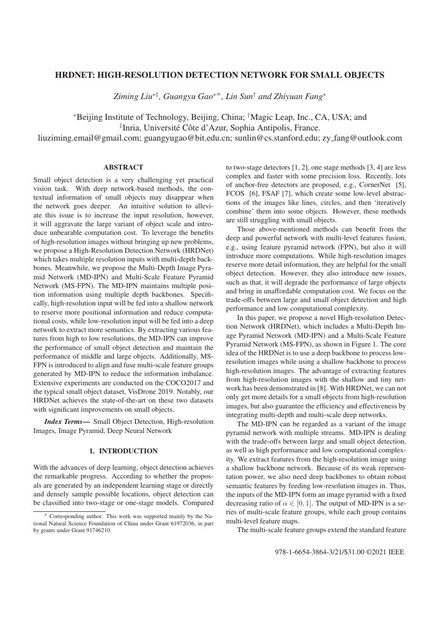 First page of the HRDNet paper