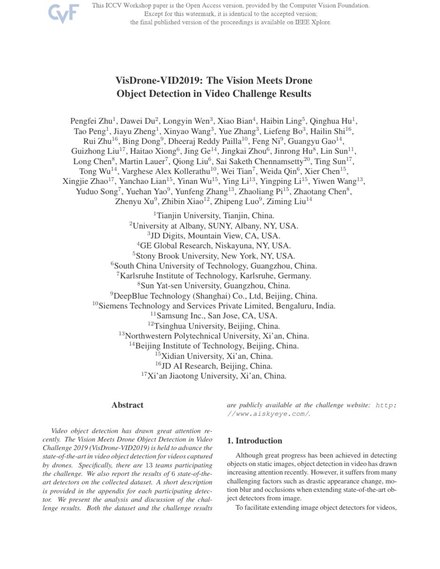 First page of the VisDrone-VID2019 report